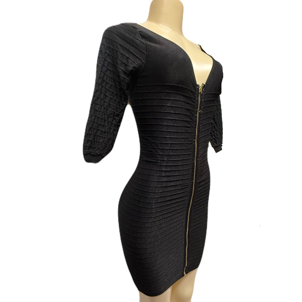 Bebe Black Bodycon V-Neck Mini Dress